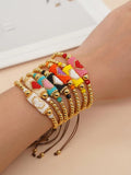 Love Heart Charm Golden Bead Bracelet - Boho Beaded Bracelet for Women