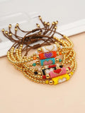 Love Heart Charm Golden Bead Bracelet - Boho Beaded Bracelet for Women