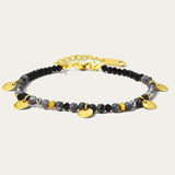 Colorful Stone Bead Bracelet Stainless Steel Bangle Y2K Bohemia