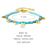 Colorful Stone Bead Bracelet Stainless Steel Bangle Y2K Bohemia