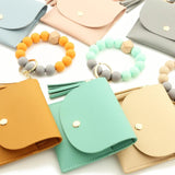 Silicone Bead Bracelet Keychain PU Leather Card Bag Women's Wallet