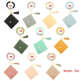Silicone Bead Bracelet Keychain PU Leather Card Bag Women's Wallet