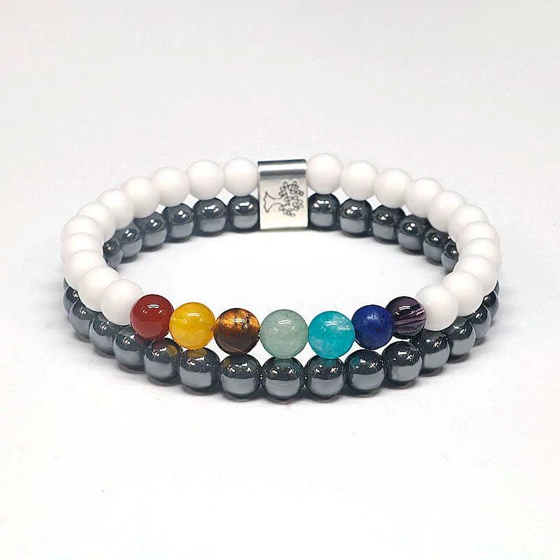 6mm Magnetic Energy Stone Weight Loss Bracelet - 7 Chakra Bracelet