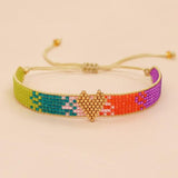 Rice Bead Heart Flower Bracelet Hand Knitted Bohemian Beaded