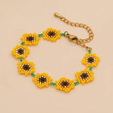 Rice Bead Heart Flower Bracelet Hand Knitted Bohemian Beaded