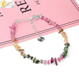 CSJA Colorful Tourmaline Bracelet Natural Stone Chip Beads Reiki Lucky Healthy