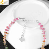 CSJA Colorful Tourmaline Bracelet Natural Stone Chip Beads Reiki Lucky Healthy