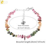 CSJA Colorful Tourmaline Bracelet Natural Stone Chip Beads Reiki Lucky Healthy