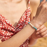 Turquoise Stone Beaded Bracelet Plated for Men Women Vintage Jewelry