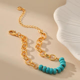 Turquoise Stone Beaded Bracelet Plated for Men Women Vintage Jewelry