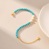 Turquoise Stone Beaded Bracelet Plated for Men Women Vintage Jewelry