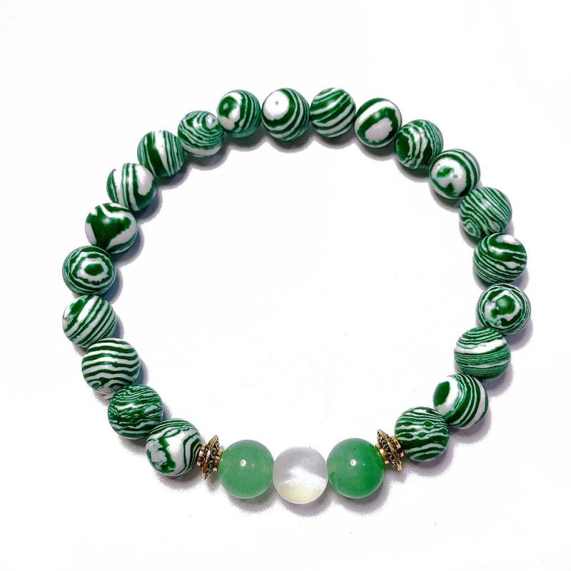 Mountain Grain Malachite Bead Bracelet Moonstone for Women