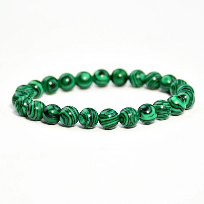 Green Malachite Beads Bracelet Natural Energy Stone Jewelry