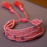 Pink Evil Eye Bracelet Protection Jewelry for Women Talisman Lucky Charm Bead