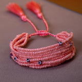 Pink Evil Eye Bracelet Protection Jewelry for Women Talisman Lucky Charm Bead