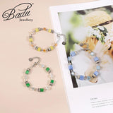 Colorful Square Stone Bracelet for Women Girls Crystal Friendship Jewelry