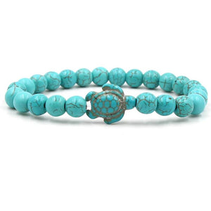Green Turquoise Turtle Volcanic Stone Pine Chakra Bracelet