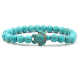 Green Turquoise Turtle Volcanic Stone Pine Chakra Bracelet