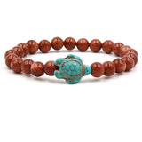 Green Turquoise Turtle Volcanic Stone Pine Chakra Bracelet