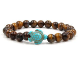 Green Turquoise Turtle Volcanic Stone Pine Chakra Bracelet