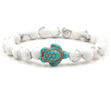 Green Turquoise Turtle Volcanic Stone Pine Chakra Bracelet