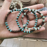 African Turquoise Mens Beaded Stretch Bracelet