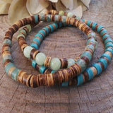African Turquoise Mens Beaded Stretch Bracelet