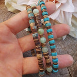 African Turquoise Mens Beaded Stretch Bracelet