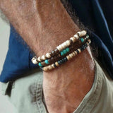 African Turquoise Mens Beaded Stretch Bracelet
