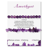 2Pcs Amethysts Bracelet Natural Stone Beads Bracelets For Women Men Hematite Gar