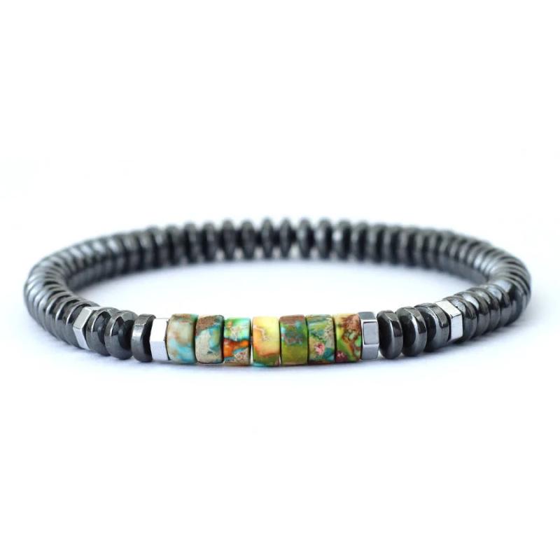 Men's Hematite Emperor Stone Bracelet 6mm Beaded Wristband