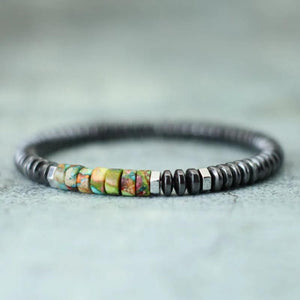 Men's Hematite Emperor Stone Bracelet 6mm Beaded Wristband