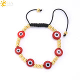 CSJA Stainless Steel Bead Bracelet Evil Eye Charm Braided Bracelet