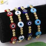CSJA Stainless Steel Bead Bracelet Evil Eye Charm Braided Bracelet