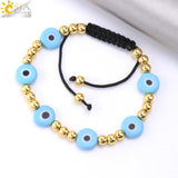 CSJA Stainless Steel Bead Bracelet Evil Eye Charm Braided Bracelet
