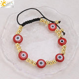 CSJA Stainless Steel Bead Bracelet Evil Eye Charm Braided Bracelet