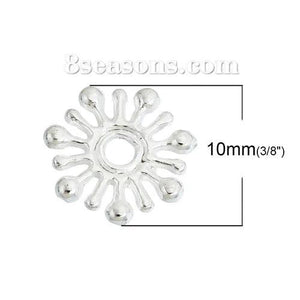 Silver Plated Spacer Beads Christmas Snowflake