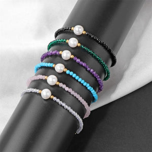 Faceted Gem Beads Bracelet Freshwater Pearl Charm Bracelet