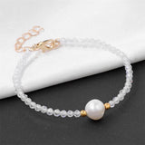 Faceted Gem Beads Bracelet Freshwater Pearl Charm Bracelet