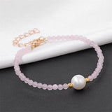 Faceted Gem Beads Bracelet Freshwater Pearl Charm Bracelet