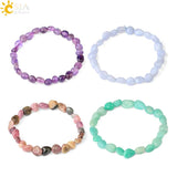 CSJA Natural Stone Bracelet Irregular Chip Beads Healing Jewelry