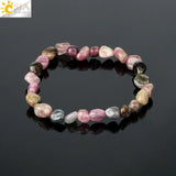 CSJA Natural Stone Bracelet Irregular Chip Beads Healing Jewelry