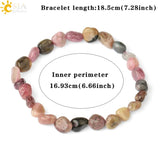 CSJA Natural Stone Bracelet Irregular Chip Beads Healing Jewelry