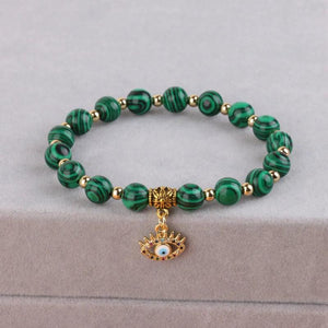 Evil Eye Pendant Bracelet Natural Stone Stainless Steel Elasticity