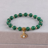 Evil Eye Pendant Bracelet Natural Stone Stainless Steel Elasticity