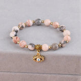 Evil Eye Pendant Bracelet Natural Stone Stainless Steel Elasticity