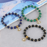 Evil Eye Pendant Bracelet Natural Stone Stainless Steel Elasticity