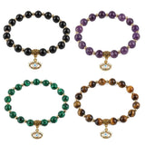 Evil Eye Pendant Bracelet Natural Stone Stainless Steel Elasticity