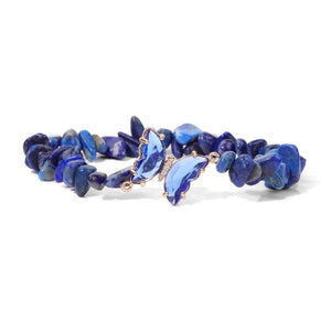 Women's Butterfly Bracelet Natural Gem Stone Chips Jewelry