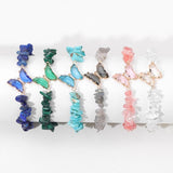 Women's Butterfly Bracelet Natural Gem Stone Chips Jewelry